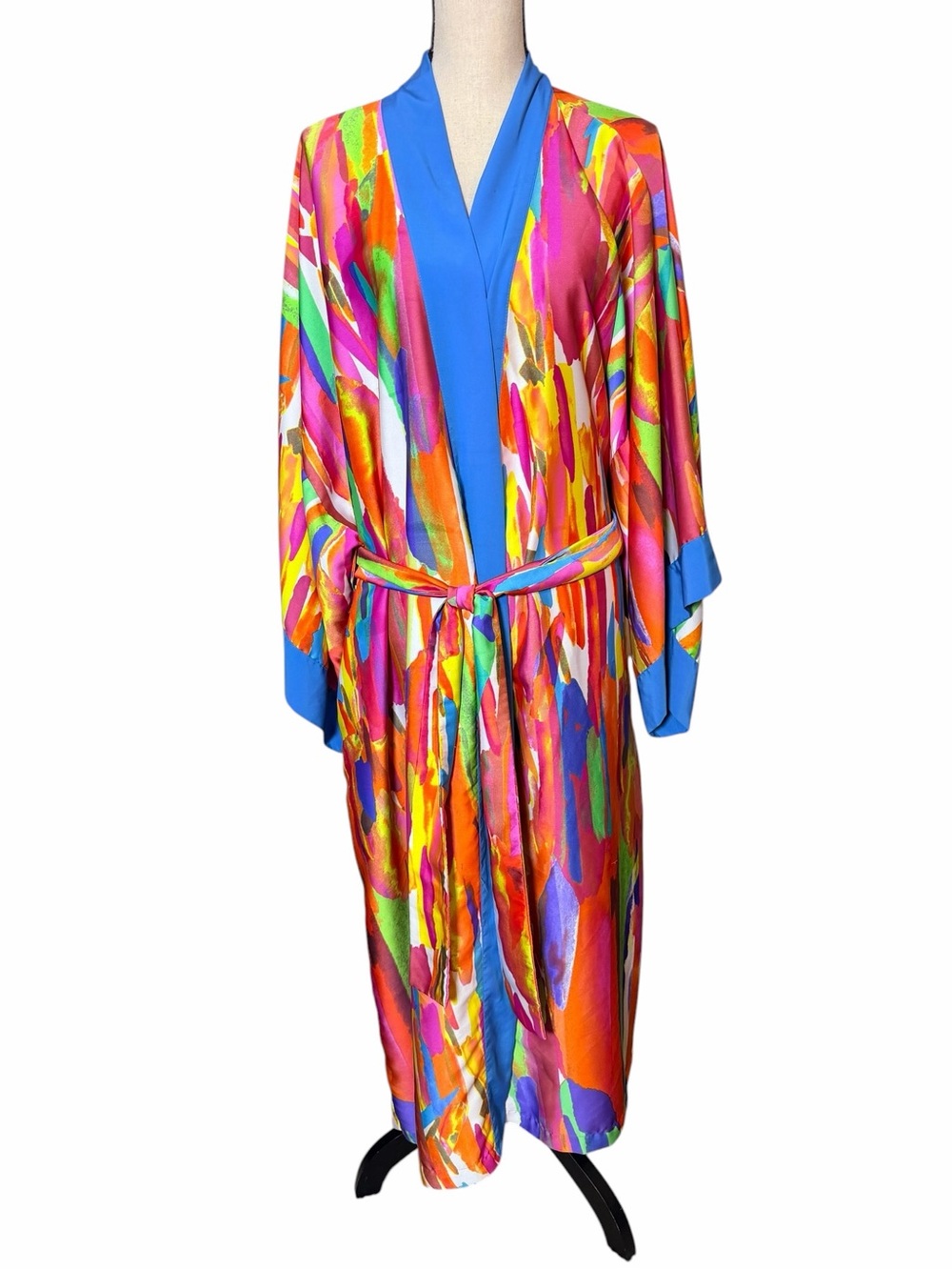 Natori Long Kimono Colorblock Painterly Robe - Gossip Girl Blair Waldorf Size XL